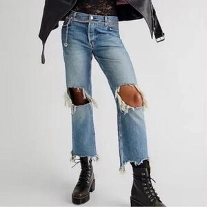 Distressed Blue Jeans